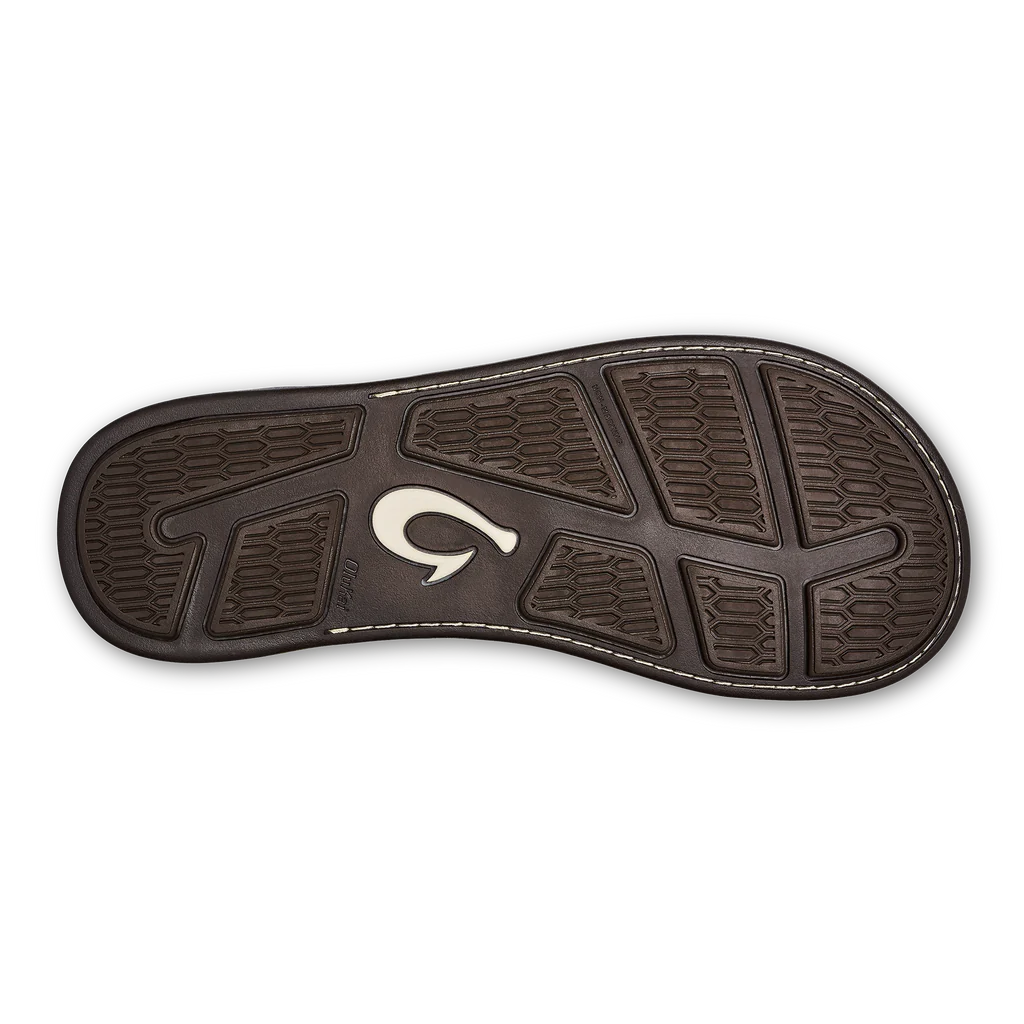 Olukai Men's Tuahine Leather Beach Sandals - Trench Blue/Dark Wood