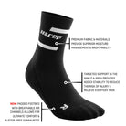 CEP Compression Men's The Run Compression Mid Cut Socks 4.0 - Black