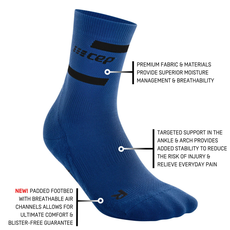 CEP Compression Men's The Run Compression Mid Cut Socks 4.0 - Blue/Black