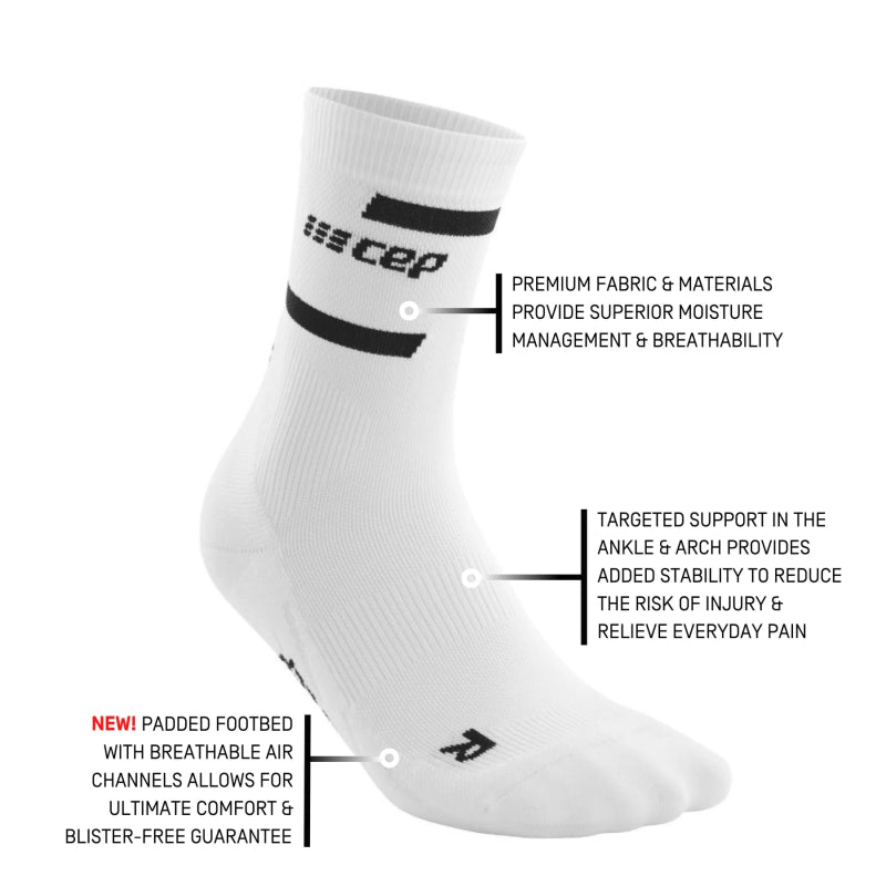 CEP Compression Men's The Run Compression Mid Cut Socks 4.0 - White