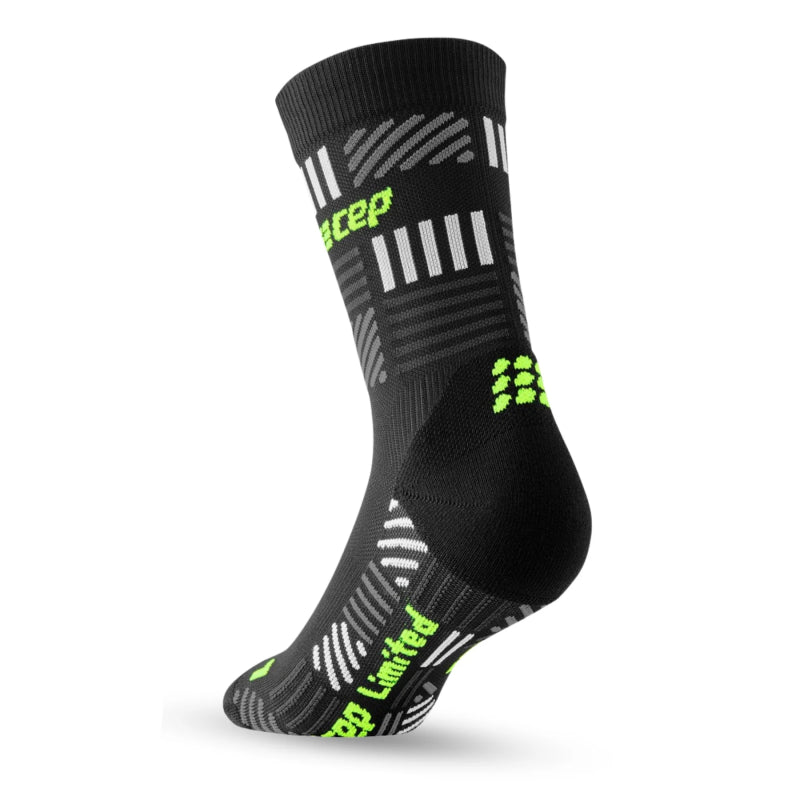 CEP Compression Men's The Run Limited Edition Compression Mid Cut Socks - Black/Neon Yellow