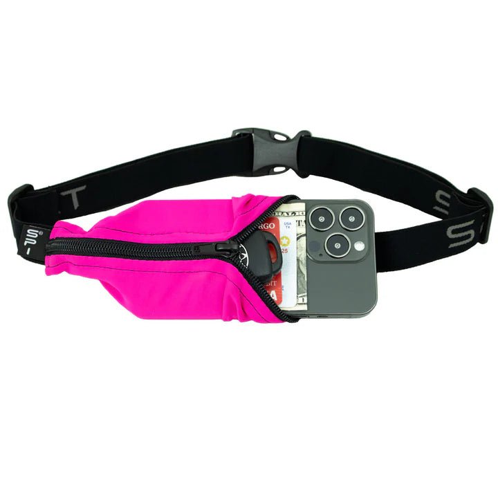 SPIbelt Original Running Belt - Fuchsia Fabric/Black Zipper