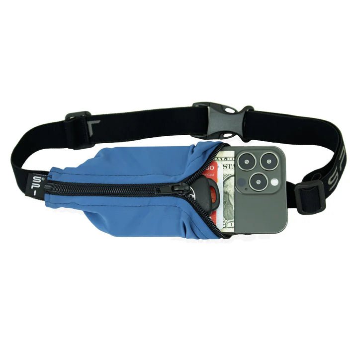 SPIbelt Original Running Belt - Steel Blue/Black Zipper