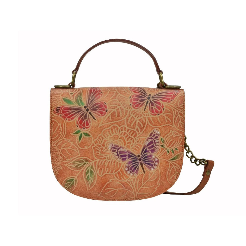 Anuschka Flap Crossbody Handbag 694 - Tooled Butterfly Multi