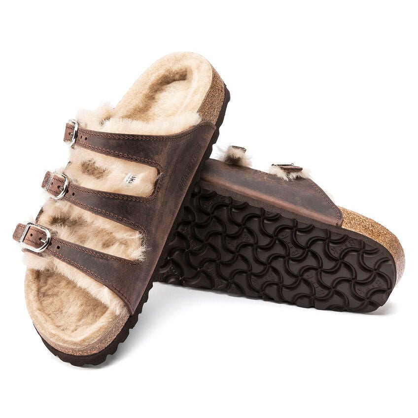 Birkenstock Women's Florida Shearling Sandals - Habana Oiled Leather
