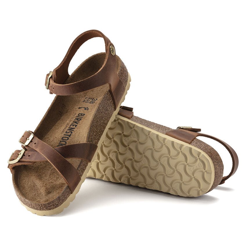 Birkenstock Women's Kumba Ankle Strap Sandals - Cognac Oiled Leather