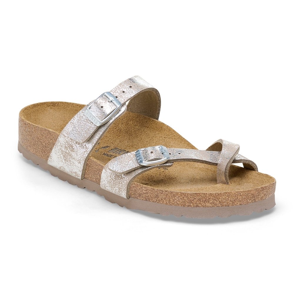 Birkenstock Women's Mayari Sandals - Washed Taupe/Silver Birkibuc