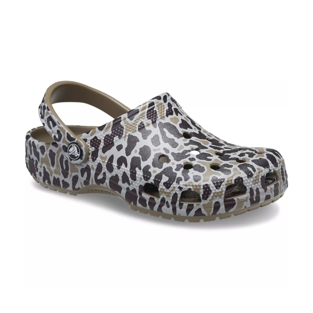Crocs Women's Classic Animal Print Clog - Khaki/Leopard