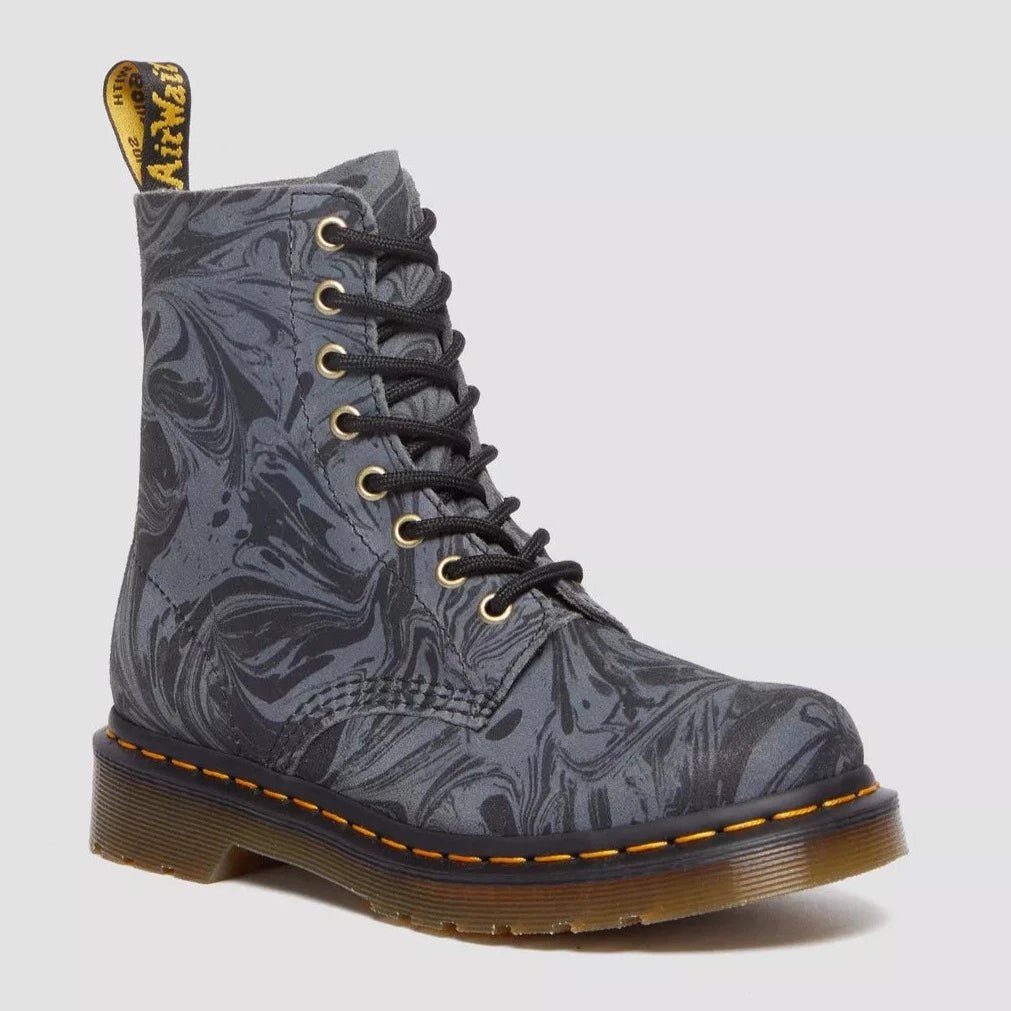 Dr. Martens Women's 1460 Pascal Lace Up Boot - Black+Grey Marbled Suede