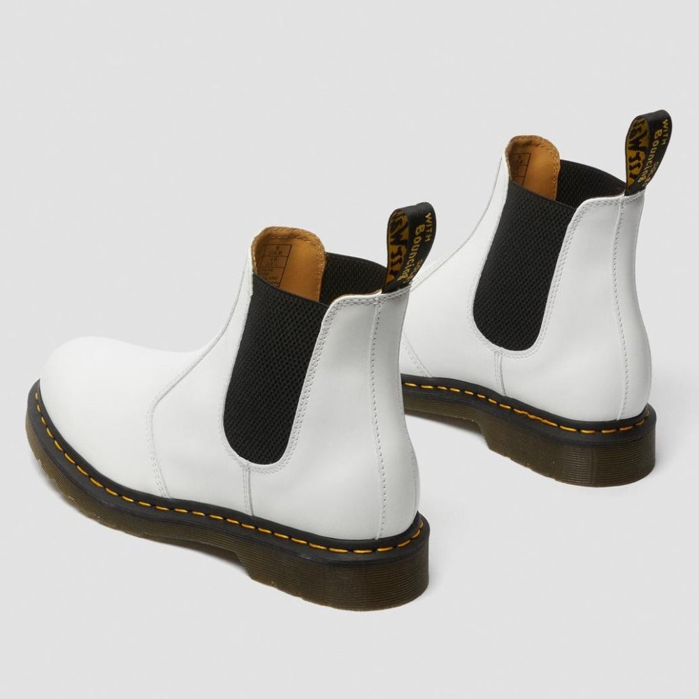 Dr. Martens Women's 2976 Yellow Stitch Chelsea Boots - White