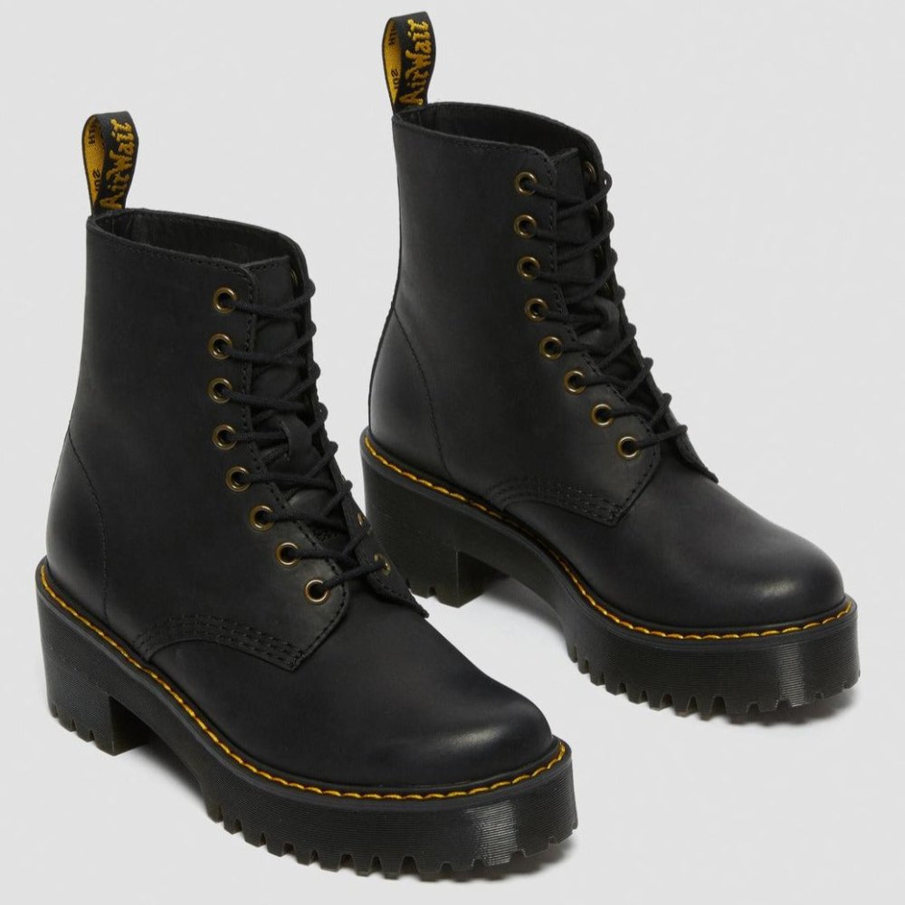 Dr. Martens Women's Shriver Hi Wyoming Leather Heeled Boots - Black