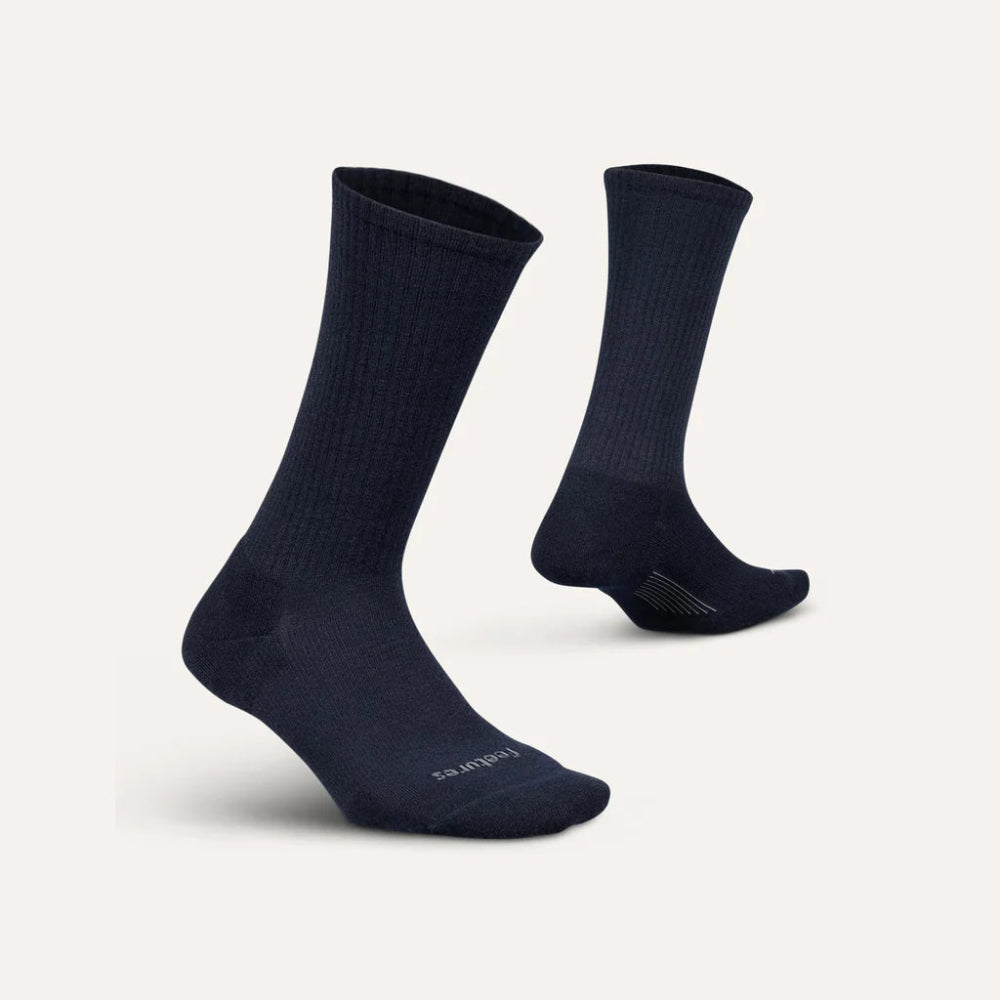 Feetures Everyday Men's Max Cushion Crew Casual Rib Socks - Navy