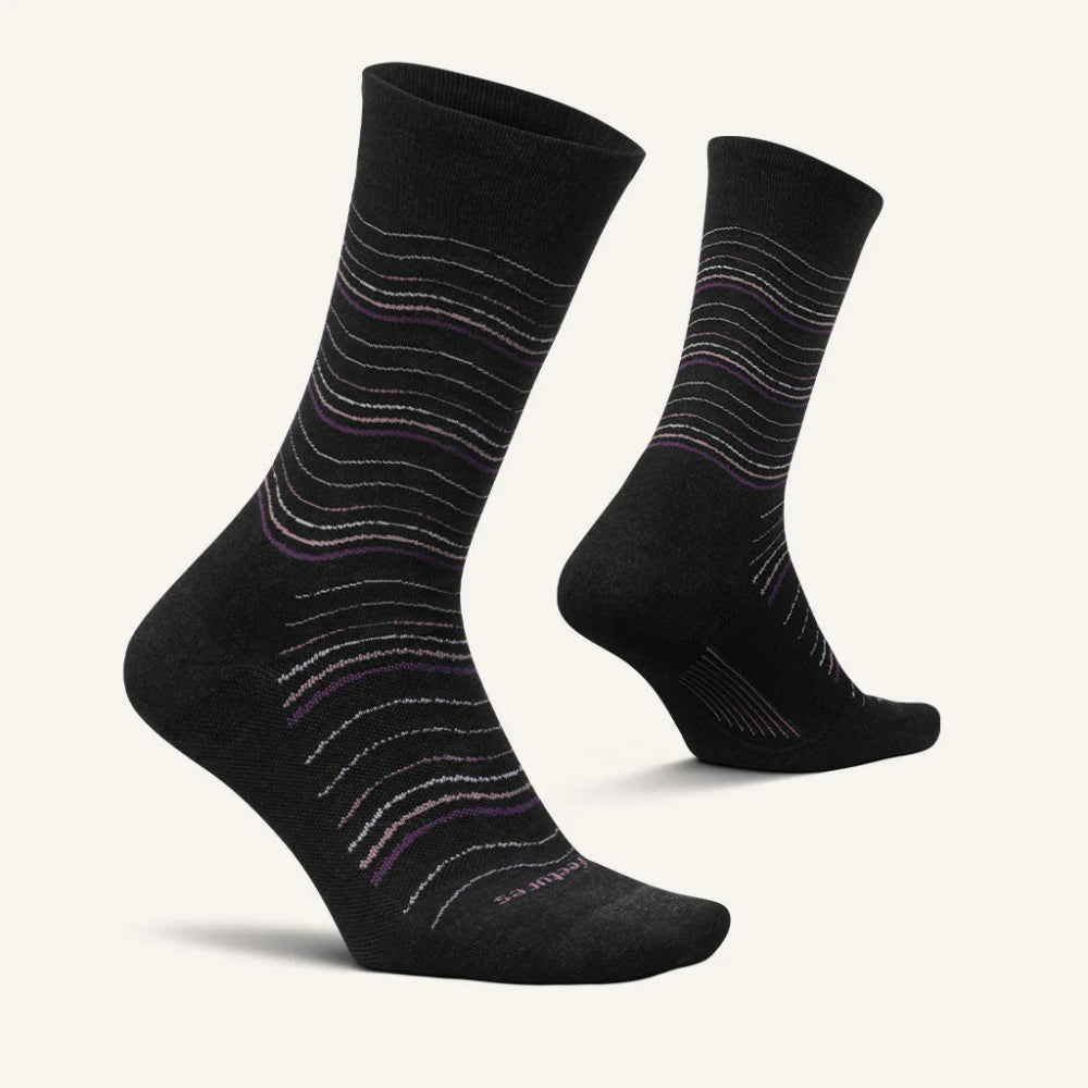 Feetures Everyday Women's Max Cushion Crew Socks - Charcoal Waves