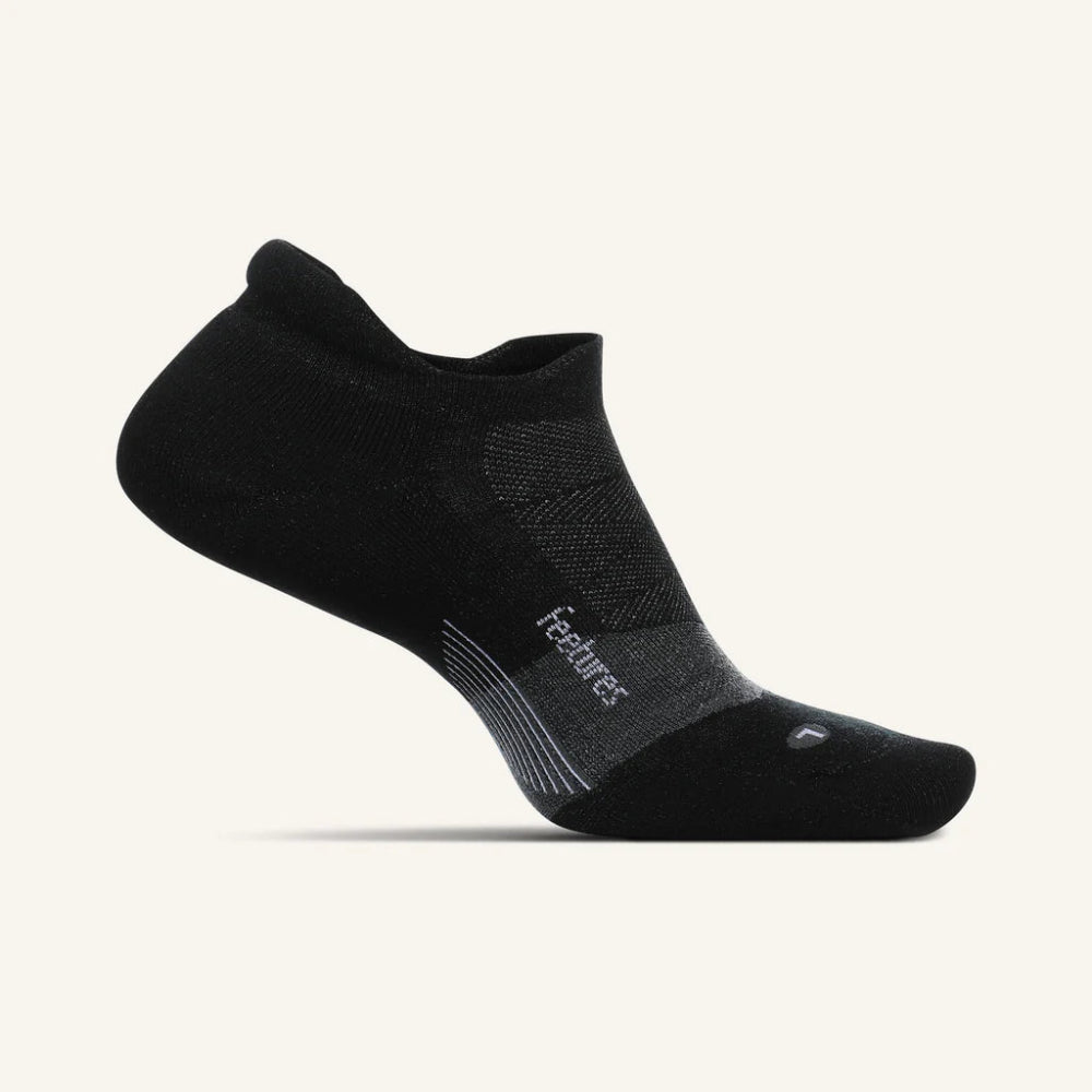 Feetures Merino 10 Max Cushion No Show Tab Socks - Charcoal