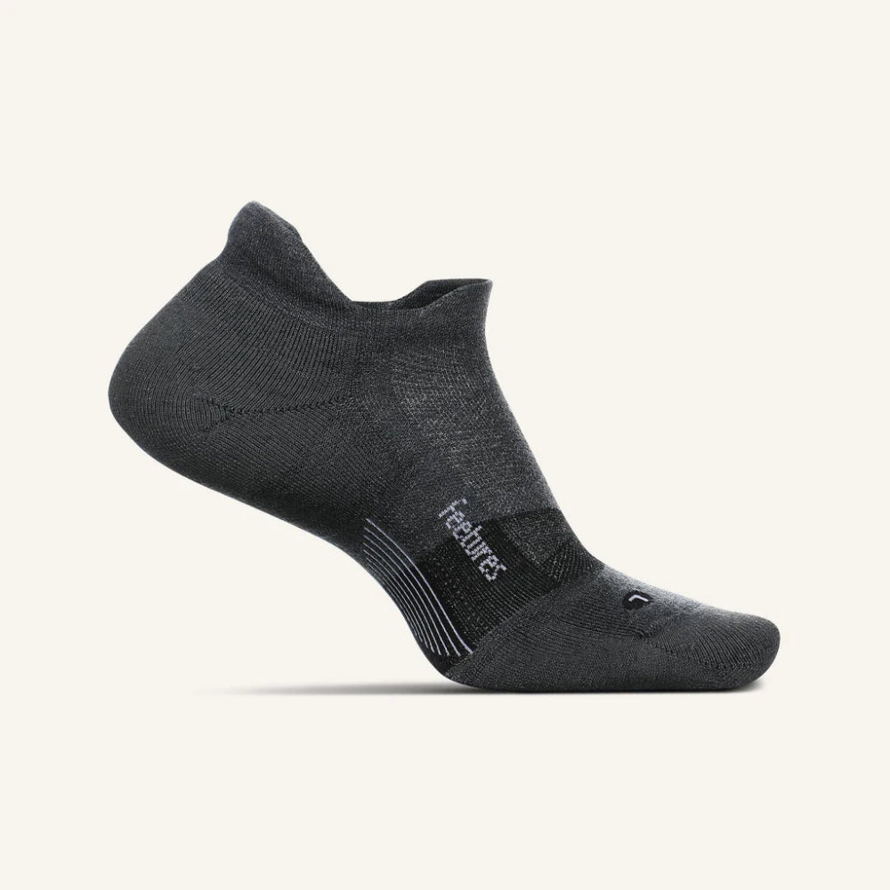 Feetures Merino 10 Max Cushion No Show Tab Socks - Gray