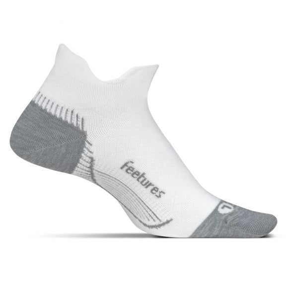 Feetures Plantar Fasciitis Relief Sock Light Cushion No Show Tab - White