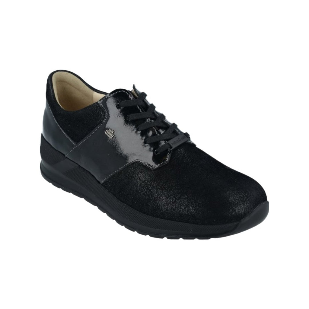 Finn Comfort Women's Caino Walking Shoes 05061 - Black Stretch/Patent Leather