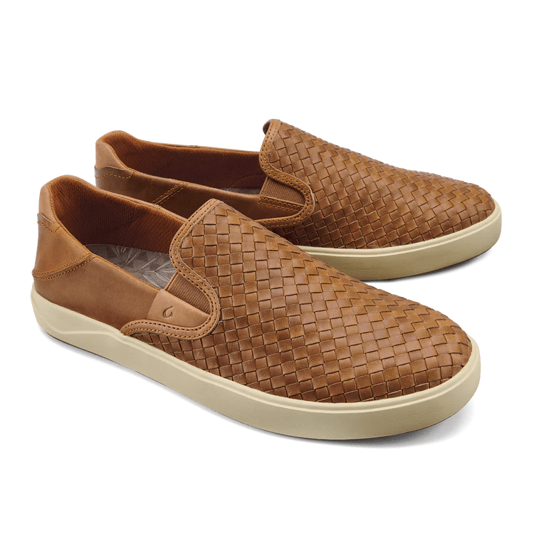 Olukai Men's Lae'ahi Lauhala Leather Slip-On Sneakers - Fox