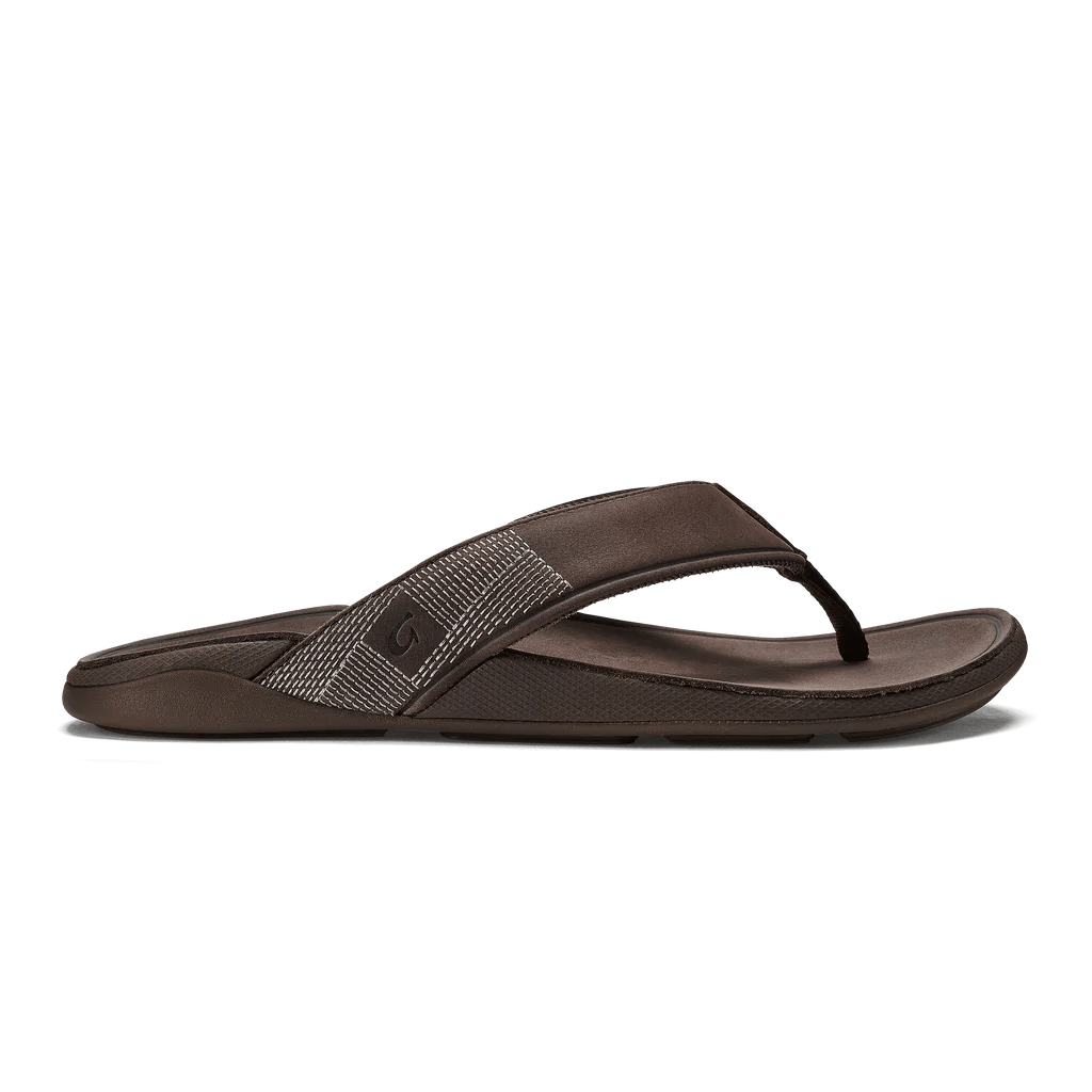 Olukai Men's Tuahine Leather Beach Sandals - Dark Wood