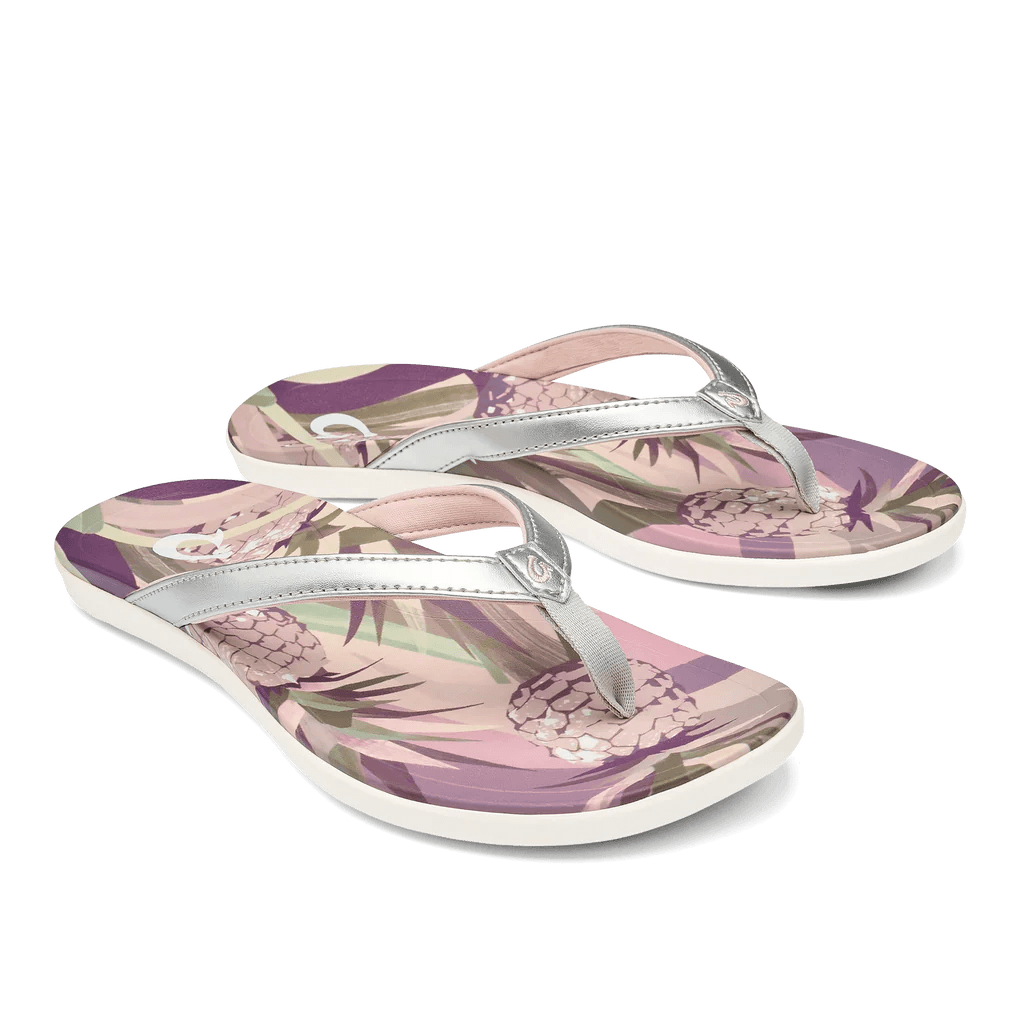 Olukai Women's Ho'opio Hau Beach Sandals - Silver/Pineapple