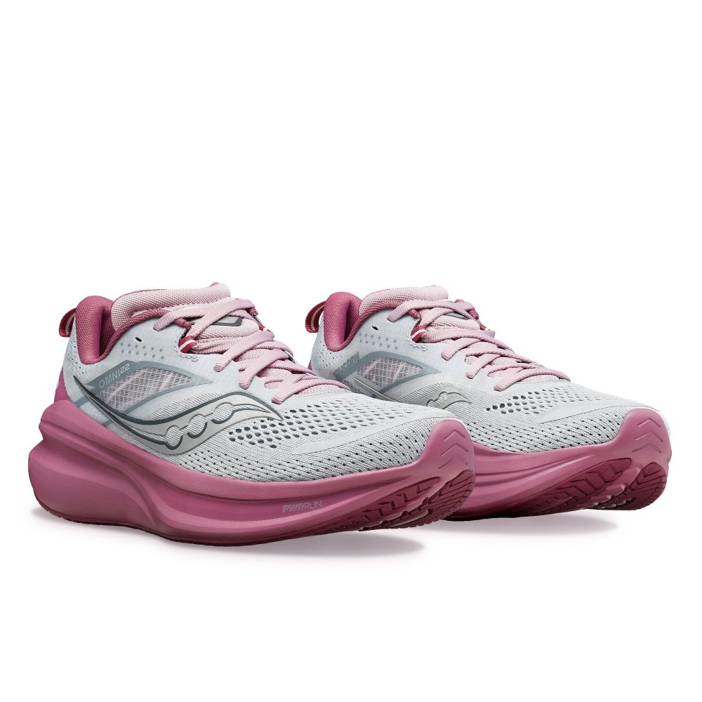 Saucony Women's Omni 22 Running Shoes - Cloud/Orchid (Wide Width)