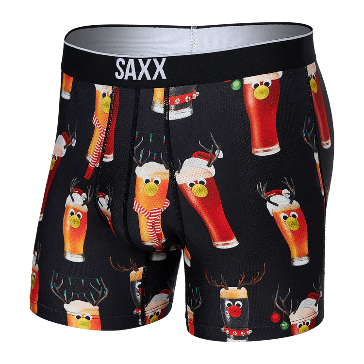 SAXX Men's Volt Breathable Mesh Boxer Brief - Reinbeer- Black
