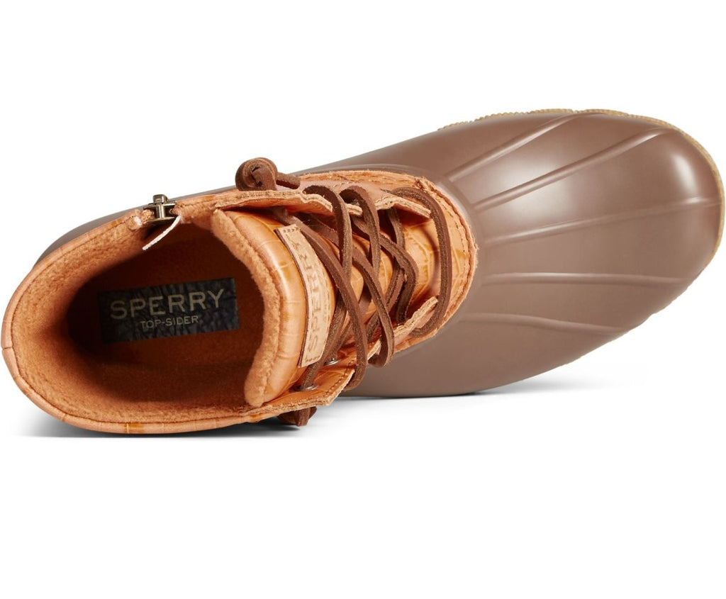 Sperry Women's Saltwater Croc Leather Duck Boot - Tan