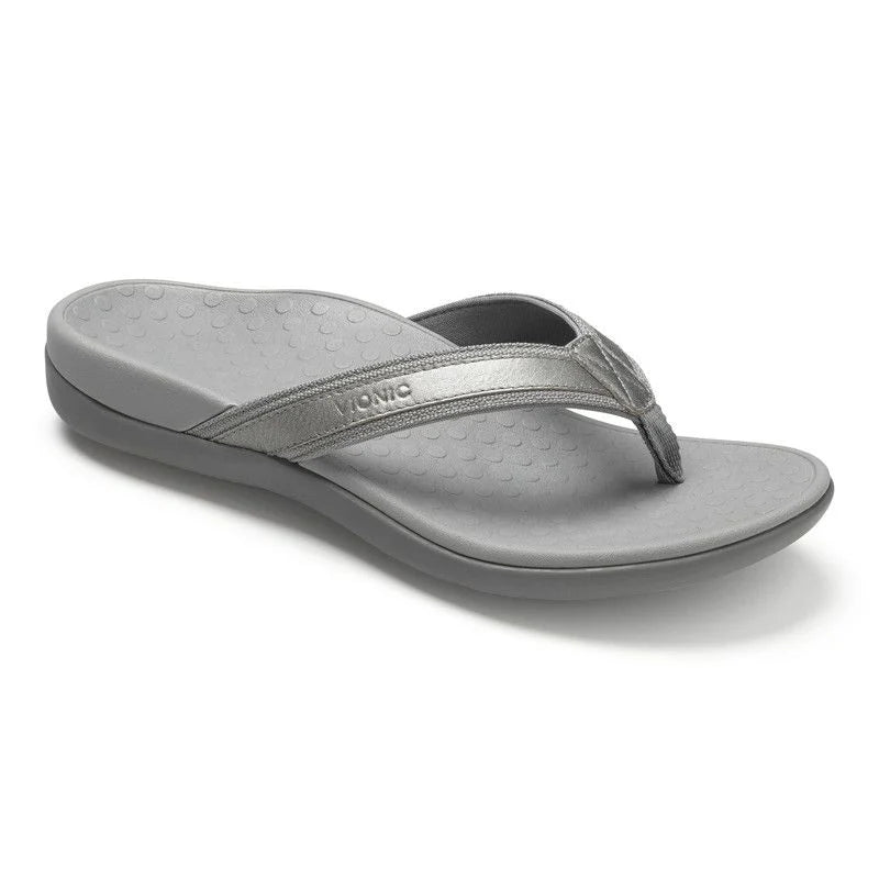 Vionic Women's Tide II Toe Post Sandal - Pewter Metallic