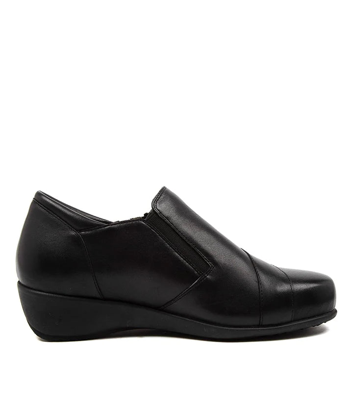 Ziera Shoes Women's Sage Comfort Slip-On - Black Leather