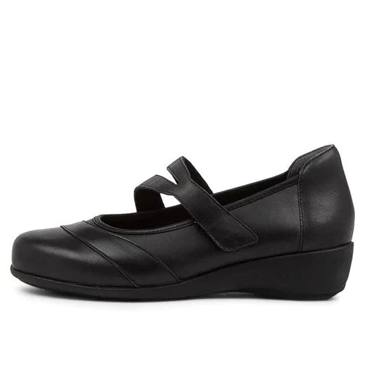 Ziera Shoes Women's Shepard Comfort Flat - Black Leather