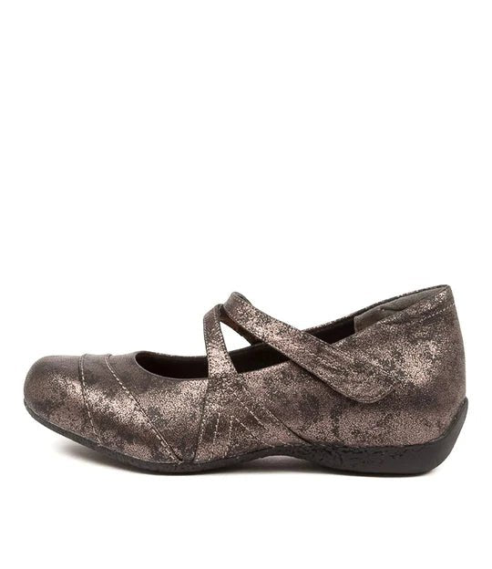 Ziera Shoes Women's Xray Mary Jane Flat - Pewter Metal Leather